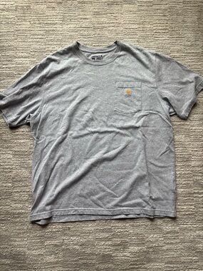 Carhartt Men’s Light Gray Pocket Tee with Gold Logo